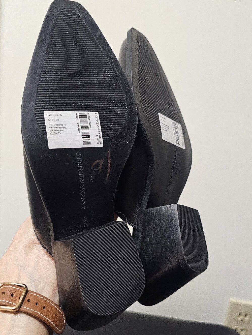 New Banana Republic Classic Black Leather Mule Heel - Women's Slip-On Size 6 - Picture 10 of 10